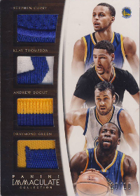 2014-15 Immaculate Collection Quad Materials Prime #QGSW Andrew Bogut / Draymond Green / Klay Thompson / Stephen Curry 10/10