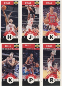 1996-97 Collector's Choice Chicago Bulls #B1 Harper / Jordan / Kerr & #B2 Kukoc / Pippen / Rodman