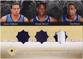 2006-07 Ultimate Collection Combos Patches Triple #WBB Deron Williams / Ronnie Brewer / Dee Brown 07/10
