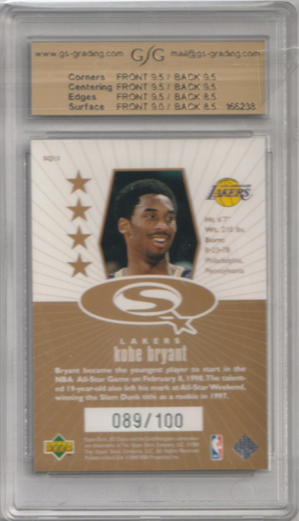 1998-99 UD Choice StarQuest Gold #SQ13 Kobe Bryant 089/100 GSG 9.0 (back)