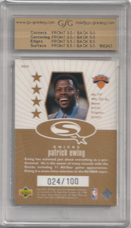 1998-99 UD Choice StarQuest Gold #SQ18 Patrick Ewing 024/100 GSG 9.0 (back)