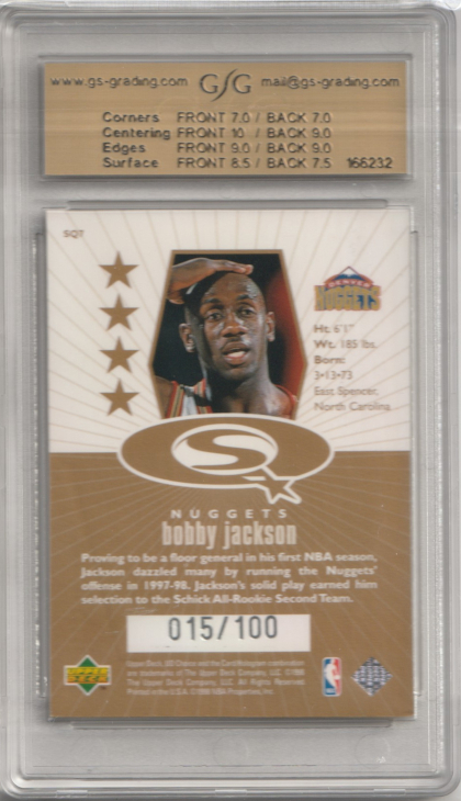 1998-99 UD Choice StarQuest Gold #SQ7 Bobby Jackson 015/100 GSG 7.5 (back)