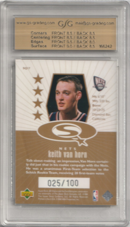 1998-99 UD Choice StarQuest Gold #SQ17 Keith Van Horn 025/100 GSG 8.5 (back)