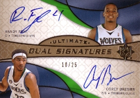 2008-09 Ultimate Collection Signatures Dual #SDMT Randy Foye / Corey Brewer 10/25