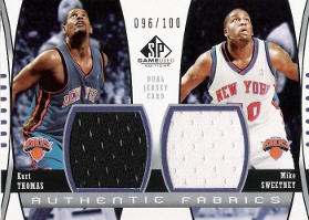 2004-05 SP Game Used Authentic Fabrics Dual #TS with Sweetney 096/100