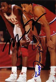 Original-Autograph Michael Jordan / Julius Erving DIN A5