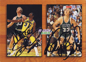 1993-94 Hoops #MB1 Magic Johnson / Larry Bird TTM AU