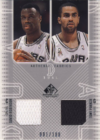2002-03 SP Game Used Authentic Fabrics Dual #DRTPJ David Robinson / Tony Parker 001/100 -Spurs-