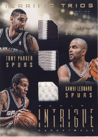 2013-14 Panini Intrigue Terrific Trios Prime #8 Kawhi Leonard / Tim Duncan / Tony Parker 04/25 -Spurs-