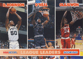 1994-95 Hoops #257 LL David Robinson / Shaquille O'Neal / Hakeem Olajuwon
