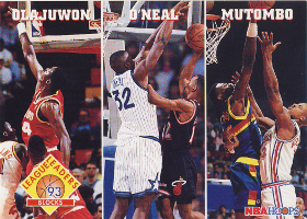 1993-94 Hoops #290 LL Hakeem Olajuwon / Shaquille O'Neal / Dikembe Mutombo
