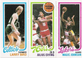 1980-81 Topps #6 34 Larry Bird RC / 174 Julius Erving TL / 139 Magic Johnson RC