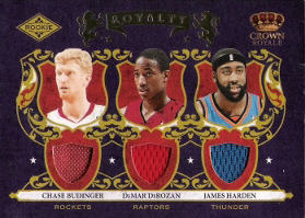 2009-10 Crown Royale Rookie Royalty Materials #4 Chase Budinger RC / DeMar DeRozan RC / James Harden RC 186/499