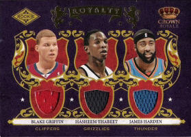 2009-10 Crown Royale Rookie Royalty Materials #7 Blake Griffin RC / Hasheem Thabeet RC / James Harden RC 291/499