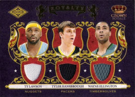 2009-10 Crown Royale Rookie Royalty Materials #8 Ty Lawson RC / Tyler Hansbrough RC / Wayne Ellington RC 307/499