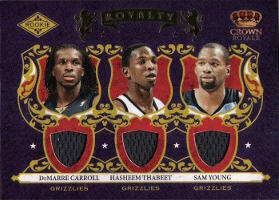2009-10 Crown Royale Rookie Royalty Materials #9 DeMarre Carroll RC / Hasheem Thabeet RC / Sam Young RC 316/499