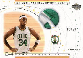 2002-03 Ultimate Collection Jerseys Patches #PP Paul Pierce 05/50
