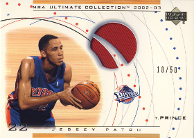 2002-03 Ultimate Collection Jerseys Patches #TPP Tayshaun Prince 10/50