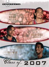 2007-08 Fleer Hot Prospects Class of #2007B Joakim Noah / Al Horford / Corey Brewer 0805/2007