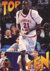 1995 Signature Rookies Prime Top 10 #TT5 Kevin Garnett