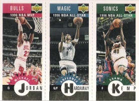 1996-97 Collector's Choice Mini-Cards Gold #M078 Jordan / Hardaway / Kemp