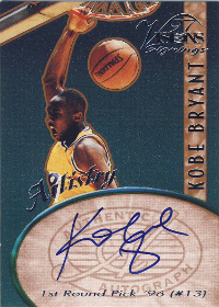 1997 Visions Signings Artistry #A08 Autographs Kobe Bryant