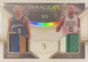 2019-20 Immaculate Collection Dual Patches Jersey Number #16 Juwan Howard with Garnett /5 (GU NUM missing!) 