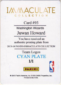 2013-14 Immaculate Collection Team Logos #93 Plate cyan 1/1