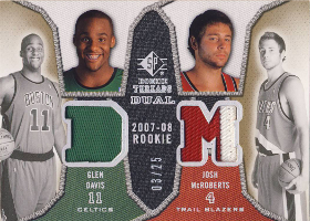 2007-08 SP Rookie Threads Rookie Threads Patch Dual #MD with McRoberts 03/25